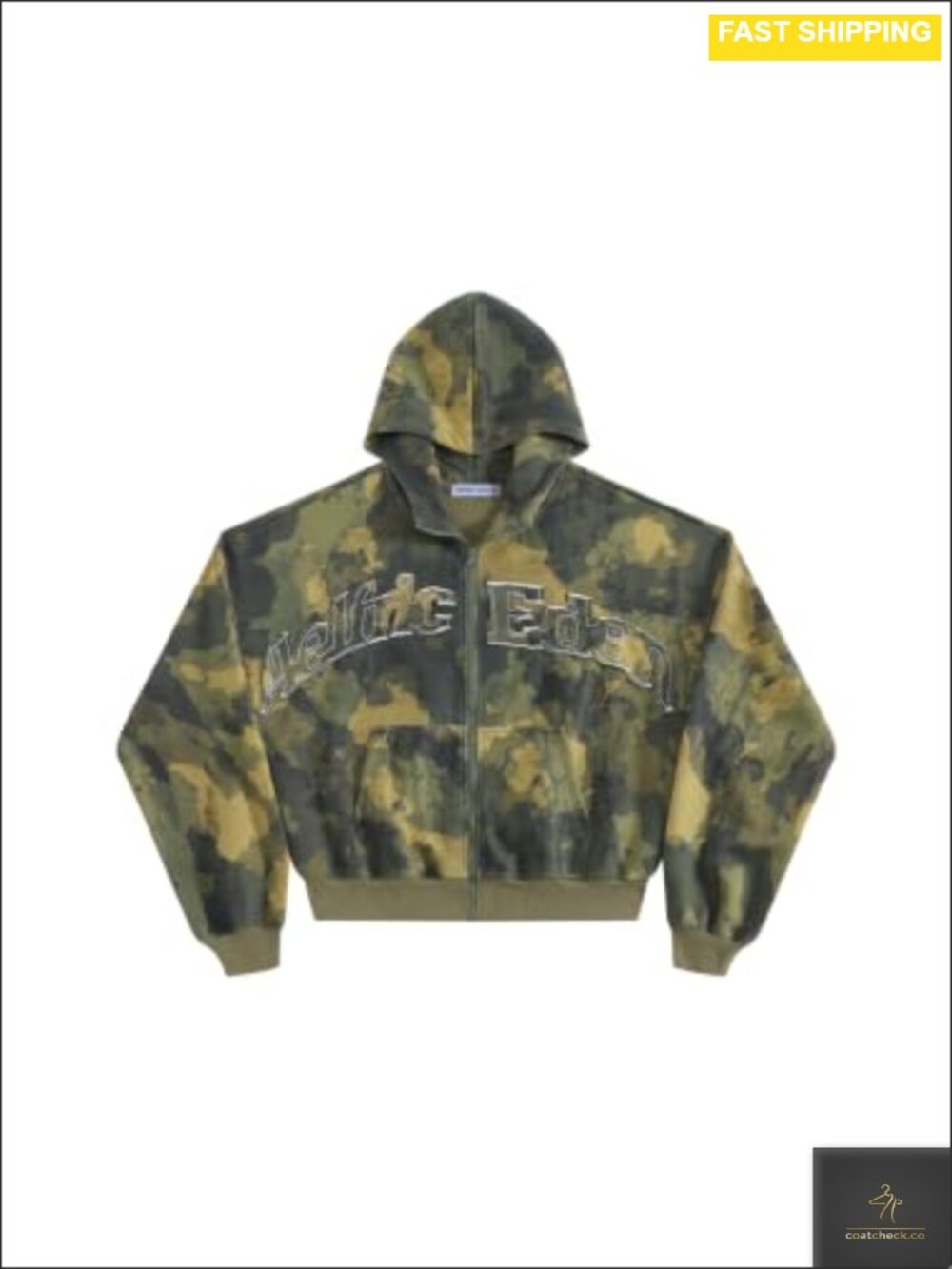 Camo Zip Up Hoodie Cropped Hooded Sweatshirt Y2K